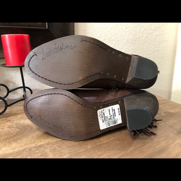 Sam Edelman Louie brown leather fringe booties 7.5 - Picture 8 of 10